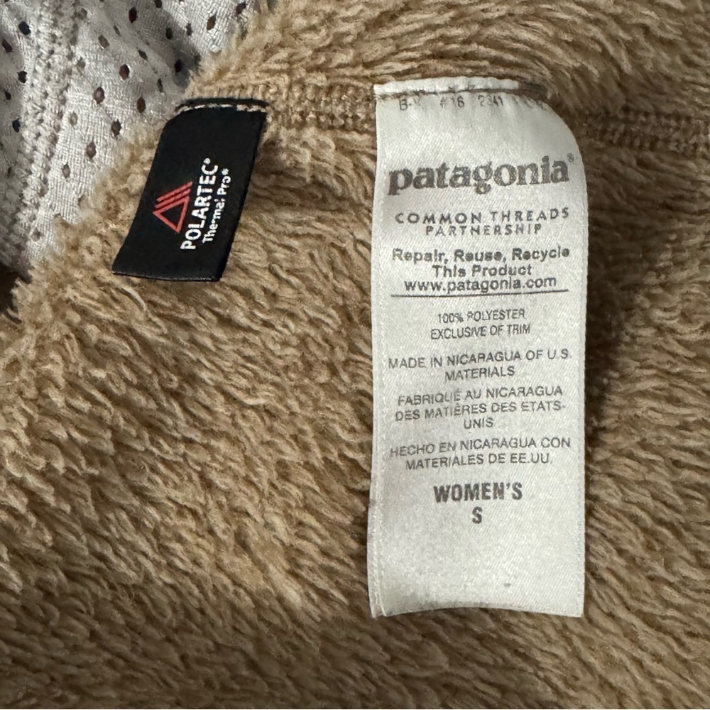 Women’s Patagonia Retool Snap T Pullover Jacket Size Small Fleece Tan Teal EUC - Picture 7 of 7